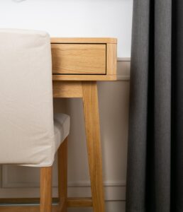 Desk and chair detail in a modern hotel room
